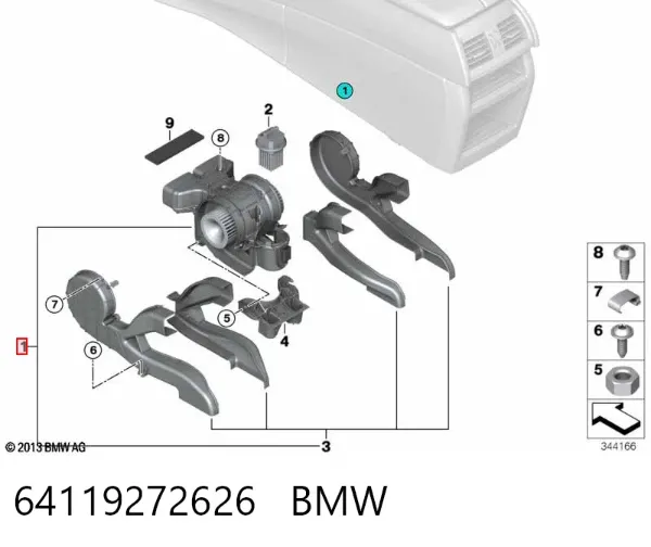 Двигун вентилятора пічки (опалювача салону), задній 64119272626 BMW