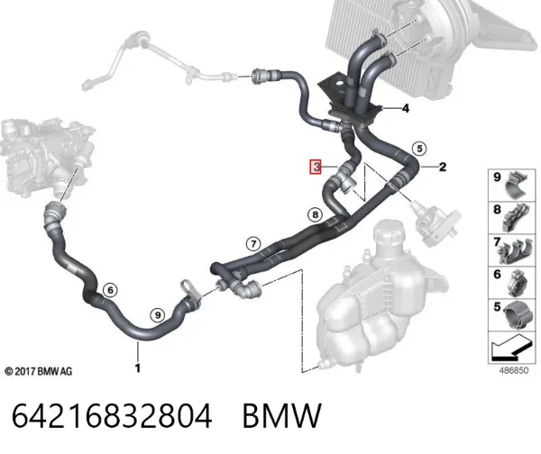 Шланг радіатора опалювача/пічки, обратка 64216832804 BMW