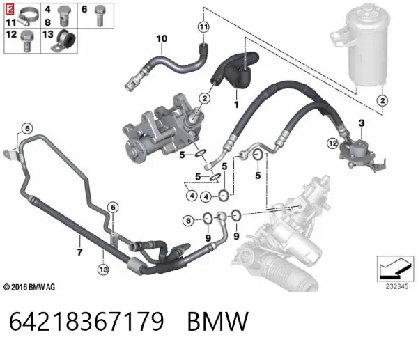 Хомут стяжний металевий, універсальний 64218367179 BMW