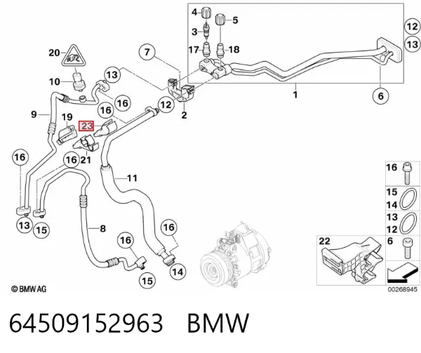 Радіатор кондиціонера 64509152963 BMW