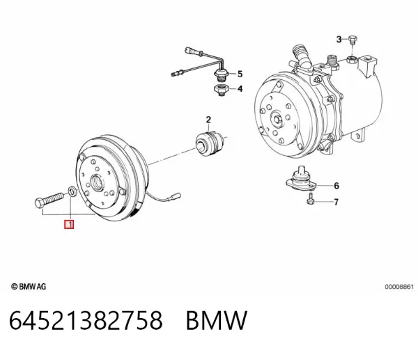 Муфта компресора кондиціонера 64521382758 BMW