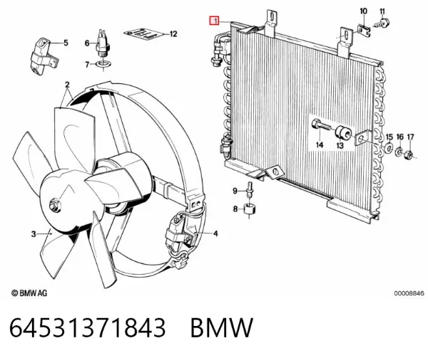 Радіатор кондиціонера 64531371843 BMW