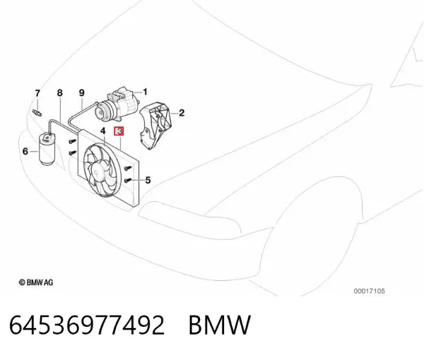 Радіатор кондиціонера 64536977492 BMW