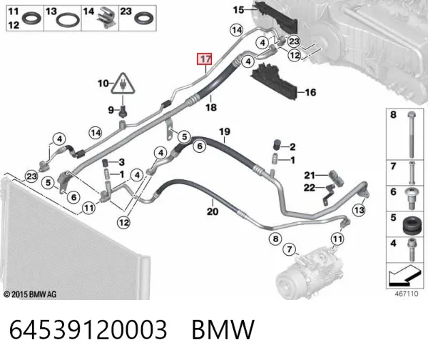 Шланг кондиціонера, від радіатора до випарника 64539120003 BMW