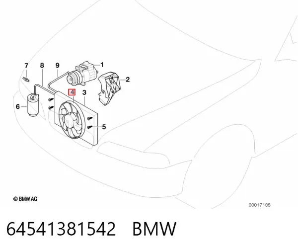 Вентилятор/крильчатка радіатора кондиціонера 64541381542 BMW