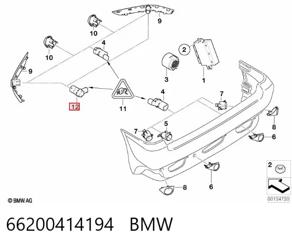 Датчик сигналізації паркування (парктронік), передній 66200414194 BMW
