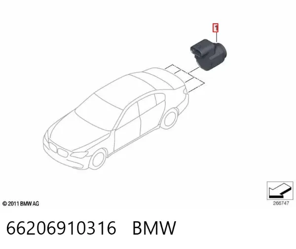Датчик сигналізації паркування (парктронік), задній 66206910316 BMW