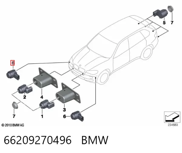 Датчик сигналізації паркування (парктронік), передній 66209270496 BMW