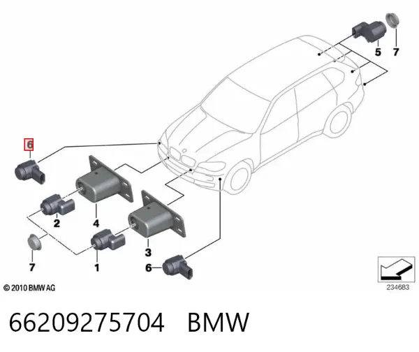 Датчик сигналізації паркування (парктронік), передній 66209275704 BMW