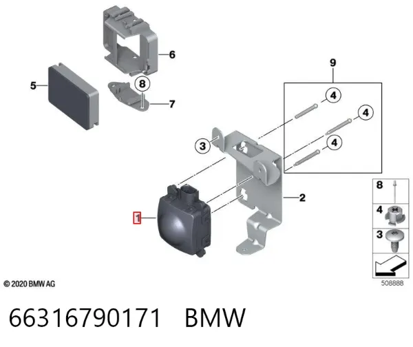 Радарний датчик дистанції 66316790171 BMW