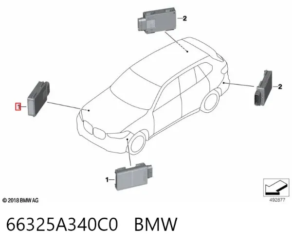 Датчик контролю мертвої зони, задній 66325A340C0 BMW