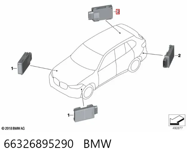Датчик контролю мертвої зони, задній 66326895290 BMW