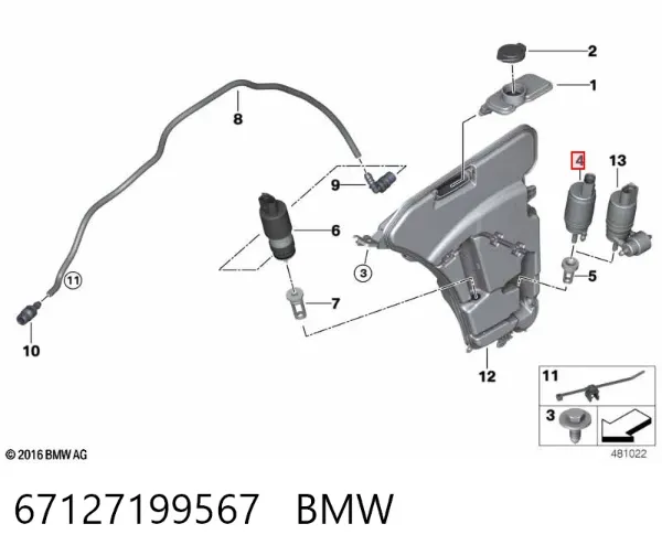 Моторчик омивача 67127199567 BMW
