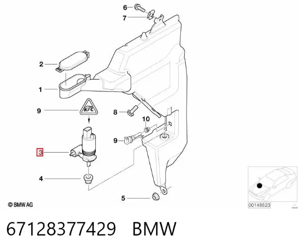 Насос-двигун омивача скла, перед/зад 67128377429 BMW