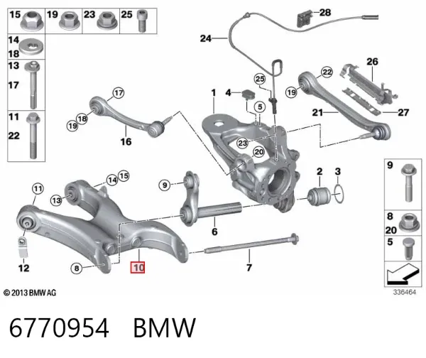 Важіль задньої підвіски нижній, правий 6770954 BMW