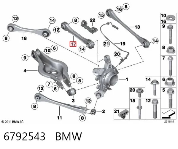 Важіль задньої підвіски верхній, лівий 6792543 BMW