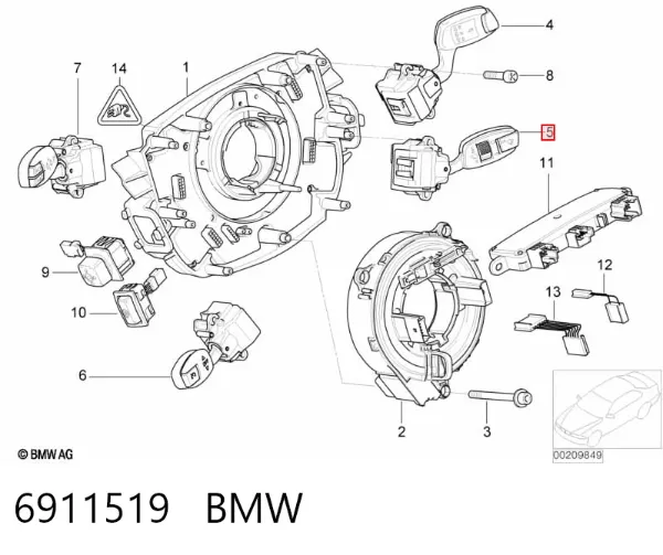 Перемикач підрульовий, правий 6911519 BMW