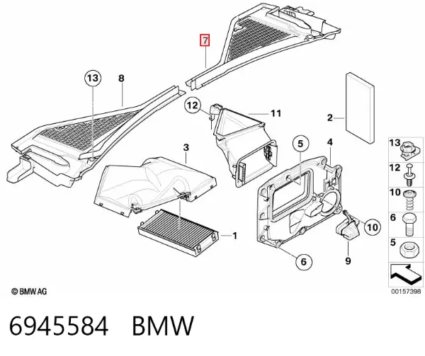 Водостік лобового скла, жабо 6945584 BMW