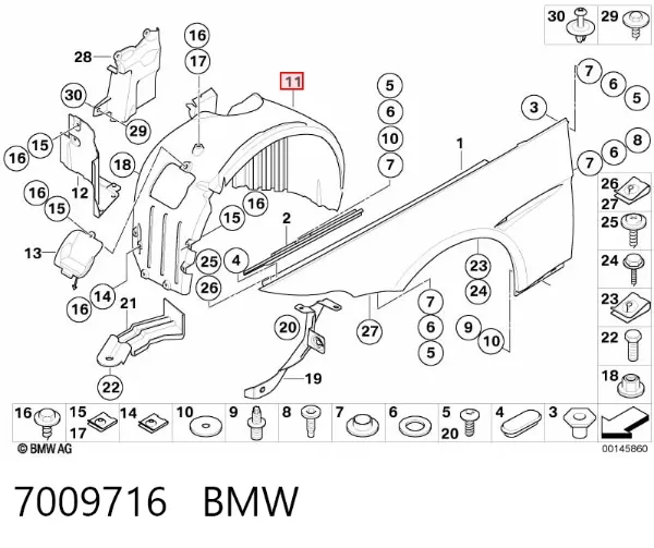 Підкрилок передній правий 7009716 BMW