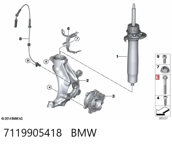 Болт переднього важеля, нижнього 7119905418 BMW