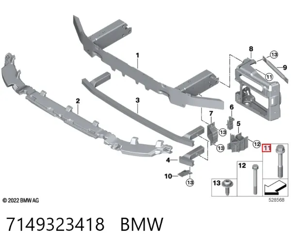 Болт переднього важеля, нижнього 7149323418 BMW