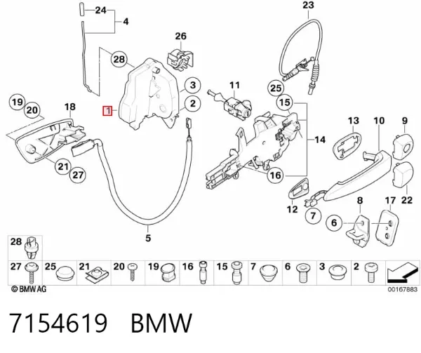 Замок передньої лівої двері 7154619 BMW