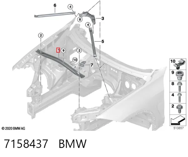 Накладка верхня передньої панелі/супорту радіатора 7158437 BMW