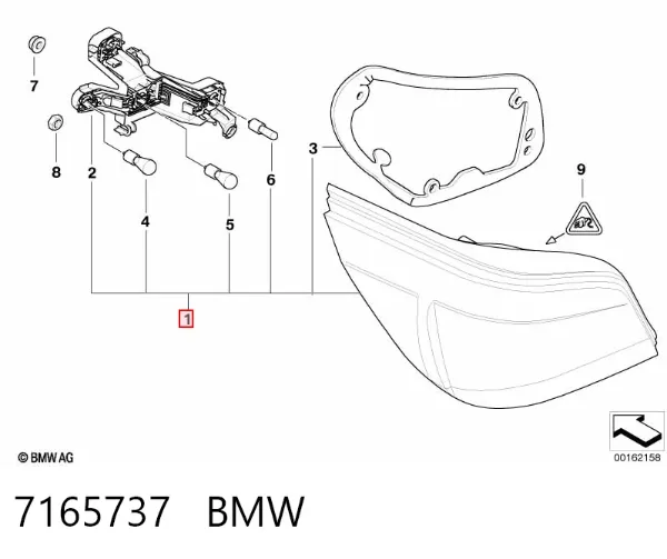 Ліхтар задній лівий, зовнішній 7165737 BMW