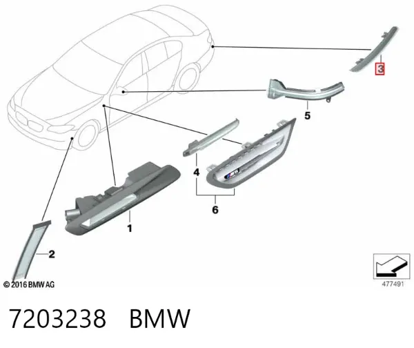 Катафот (відбивач) заднього бампера, правий 7203238 BMW