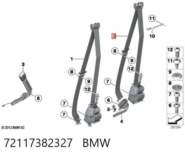 Пасок безпеки передній лівий 72117382327 BMW