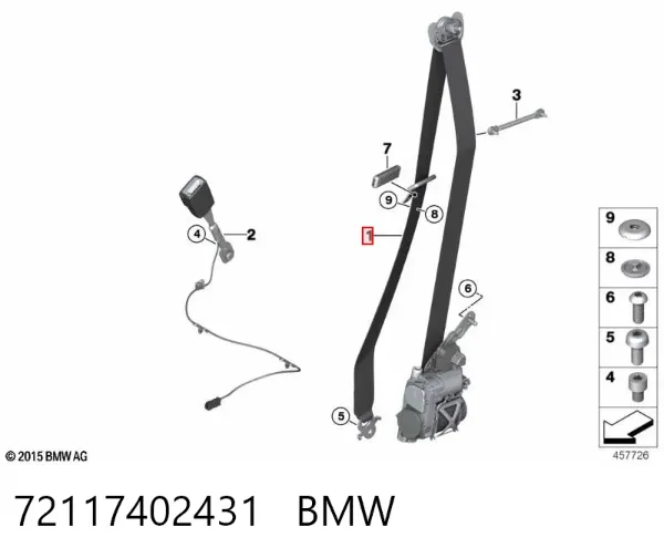 Пасок безпеки передній правий 72117402431 BMW