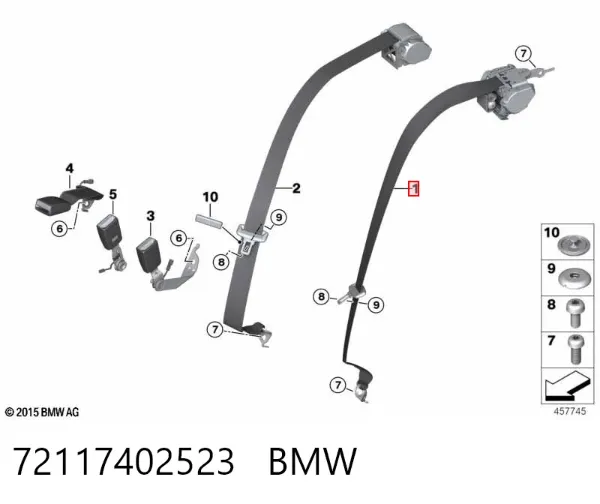 Пасок безпеки задній 72117402523 BMW