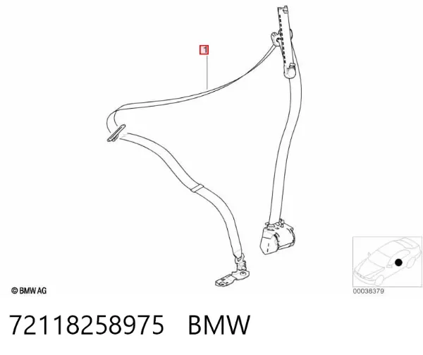 Пасок безпеки передній лівий 72118258975 BMW
