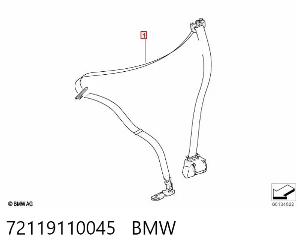 Пасок безпеки передній лівий 72119110045 BMW
