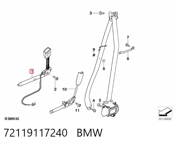 Важіль фіксації ременя безпеки, правий 72119117240 BMW