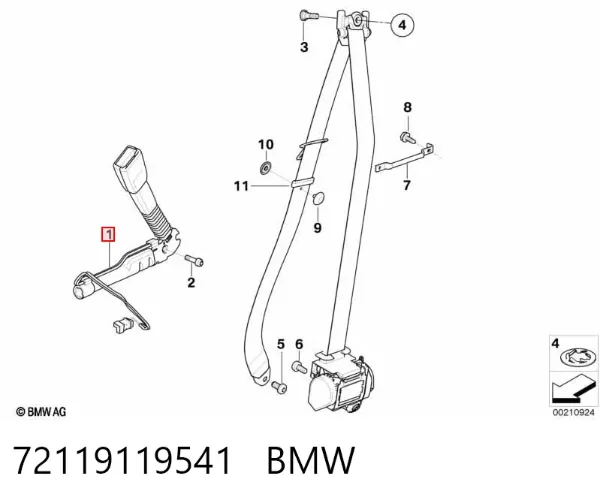 Важіль фіксації ременя безпеки, лівий 72119119541 BMW