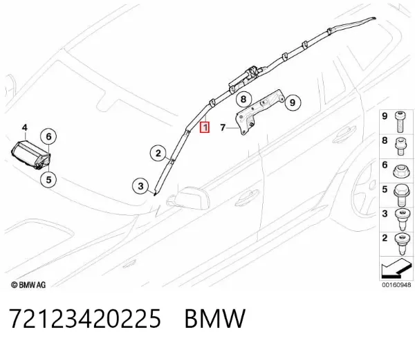 Подушка безпеки, збоку, ліва, AIRBAG 72123420225 BMW