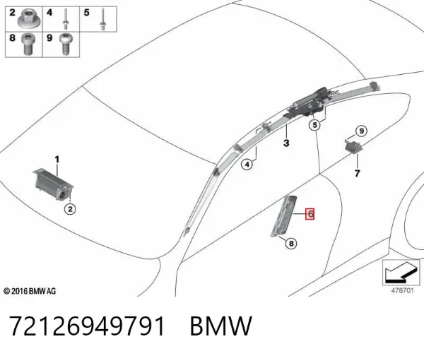 Подушка безпеки AIRBAG спинки сидіння, лівого 72126949791 BMW