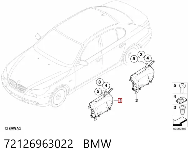 Подушка безпеки (AIRBAG) передньої двері правої 72126963022 BMW