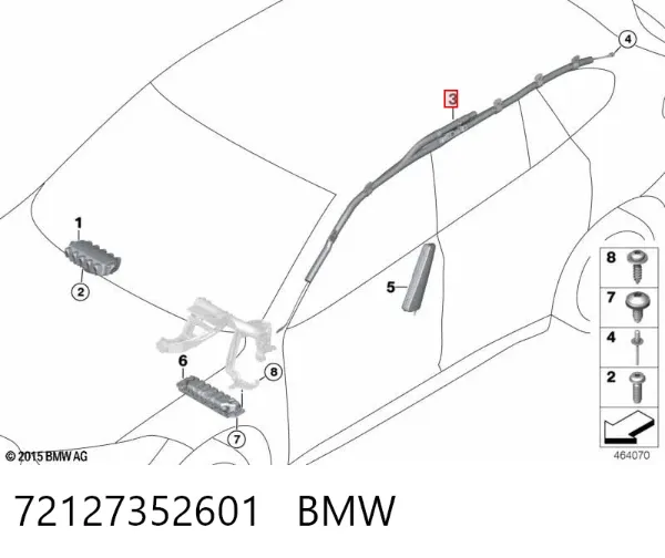 Подушка безпеки, збоку, ліва, AIRBAG 72127352601 BMW