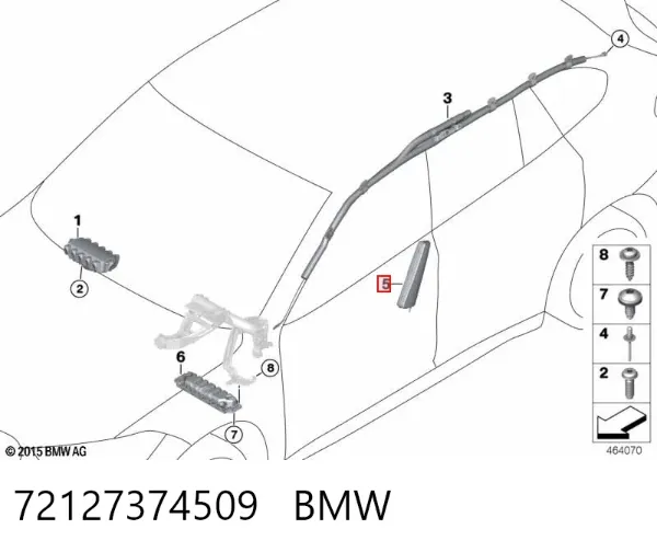 Подушка безпеки AIRBAG спинки сидіння, лівого 72127374509 BMW