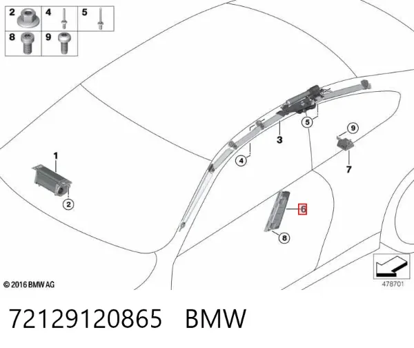 Подушка безпеки AIRBAG спинки сидіння, лівого 72129120865 BMW