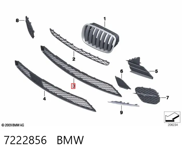 Решітка переднього бампера, центральна 7222856 BMW