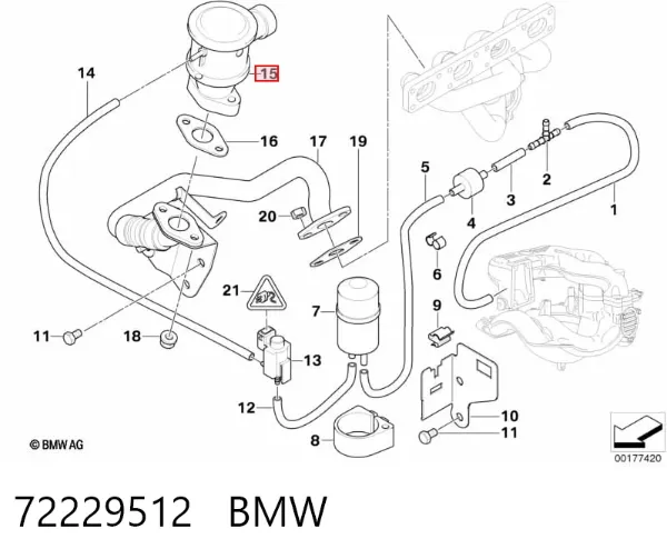 Клапан подачі вторинного повітря 72229512 BMW