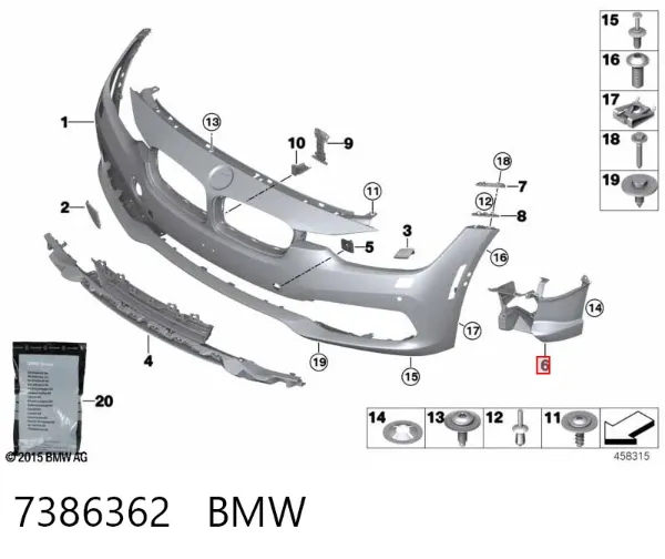 Кронштейн кріплення протитуманною фари, правої 7386362 BMW