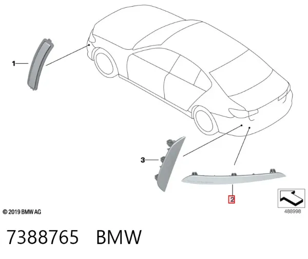 Катафот (відбивач) заднього бампера, лівий 7388765 BMW