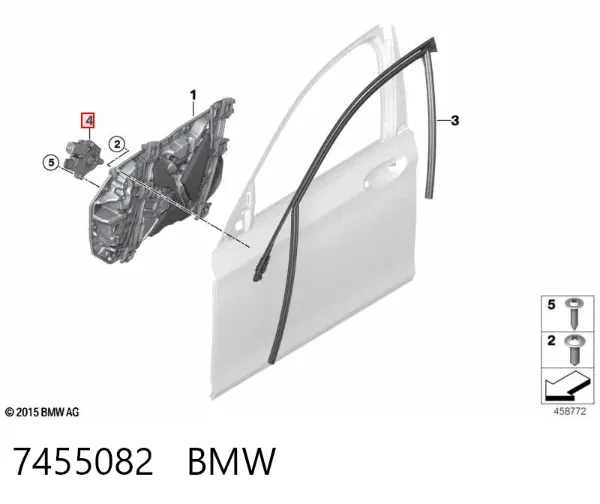 Двигун склопідіймача двері передньої, лівої 7455082 BMW