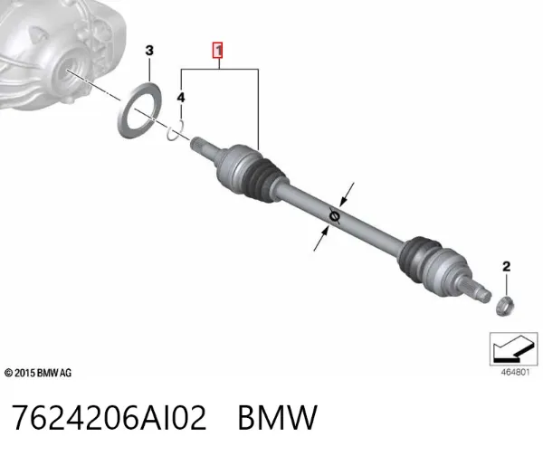 Піввісь задня, права 7624206AI02 BMW