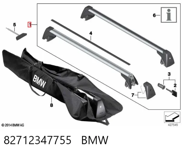 Поперечки багажника даху, комплект 82712347755 BMW