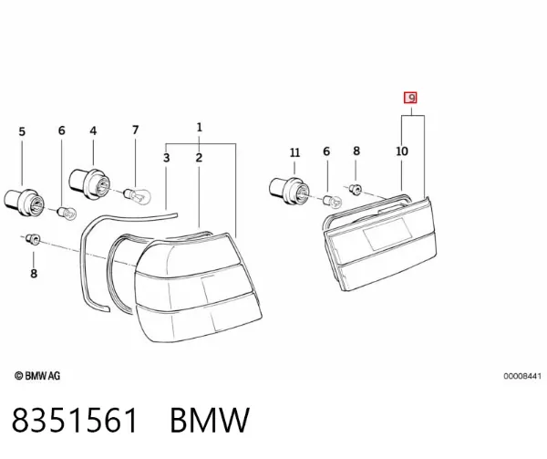 Ліхтар задній лівий, внутрішній 8351561 BMW